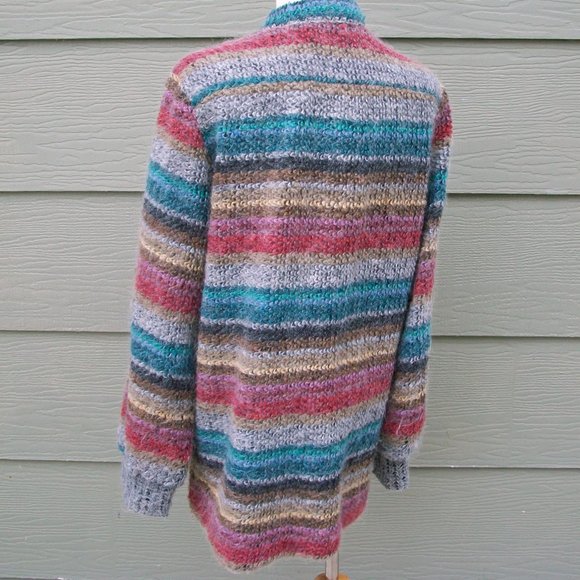 Koret Womens Open Cardigan Sweater Sz M L Striped - Picture 3 of 6
